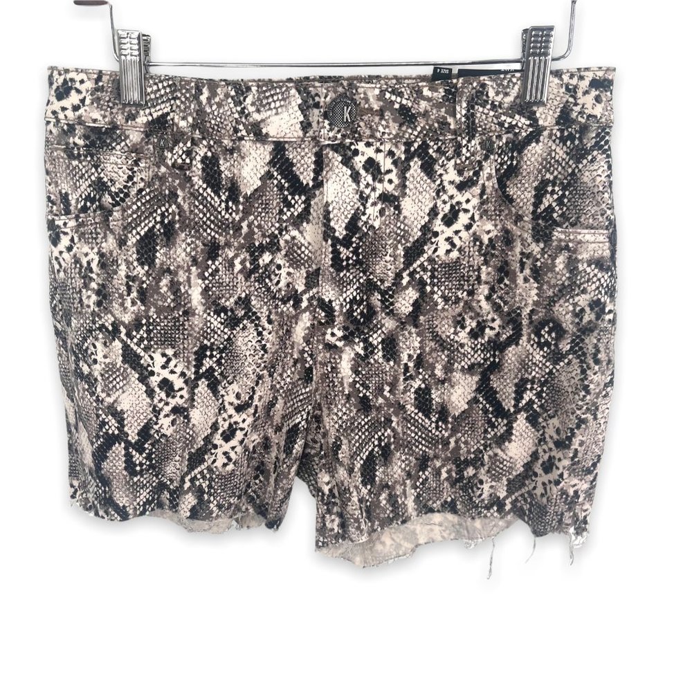 NWT KUT from the Kloth Denim High Rise Snake Print Gidget Shorts Womens 4 Black - Picture 2 of 10